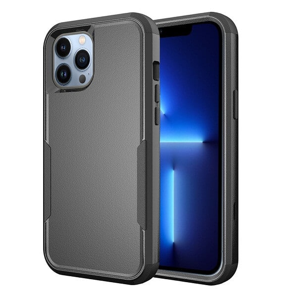 For Apple iPhone 13 Pro 3in1 Case Drop Resistant Defender Tradies Hybrid Armor Heavy Duty Rugged Shockproof Tough Cover (Black)