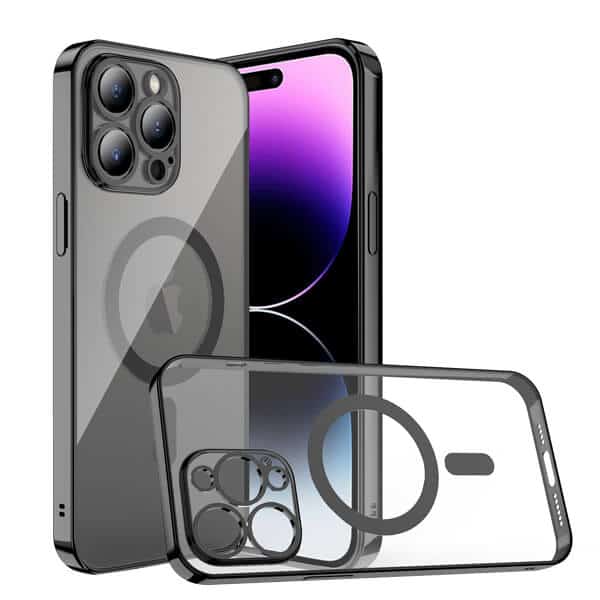 For Apple iPhone 12 Pro Max MagSafe Magnetic Case with HaloLock Shockproof Military Grade Protection Scratch Resistant Back Clear Protective Cover (Black)