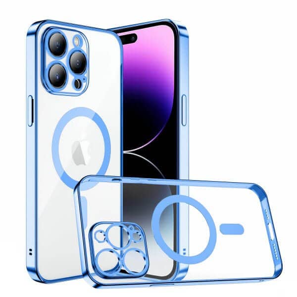 For Apple iPhone 12 Pro Max MagSafe Magnetic Case with HaloLock Shockproof Military Grade Protection Scratch Resistant Back Clear Protective Cover (Light Blue)