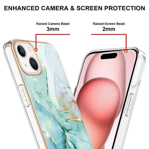For Apple iPhone 15 Case Hard back Marble Pattern Slim Design Enhanced Camera and Screen Protection Girls and Women Cover