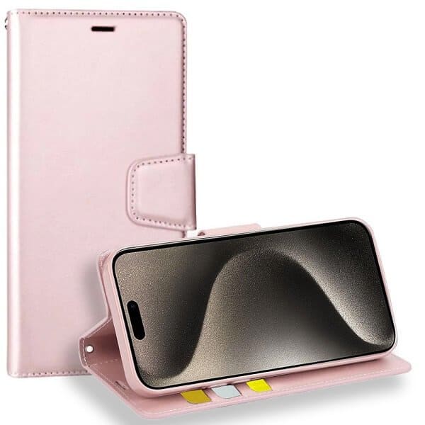 For Apple iPhone 15 Pro Max Hanman Wallet Case Flip Leather Card Slots Magnetic Stand Cover