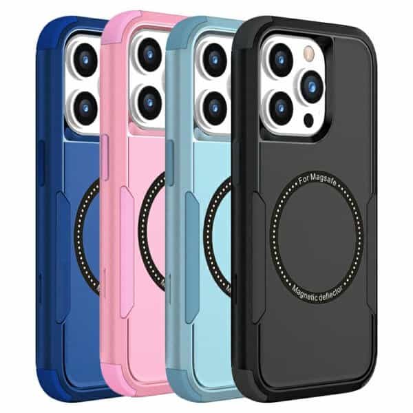 For Apple iPhone 15 iPhone 15 Pro Max MagSafe Compatible 3in1 Case Hybrid Armor Heavy Duty Shockproof Cover