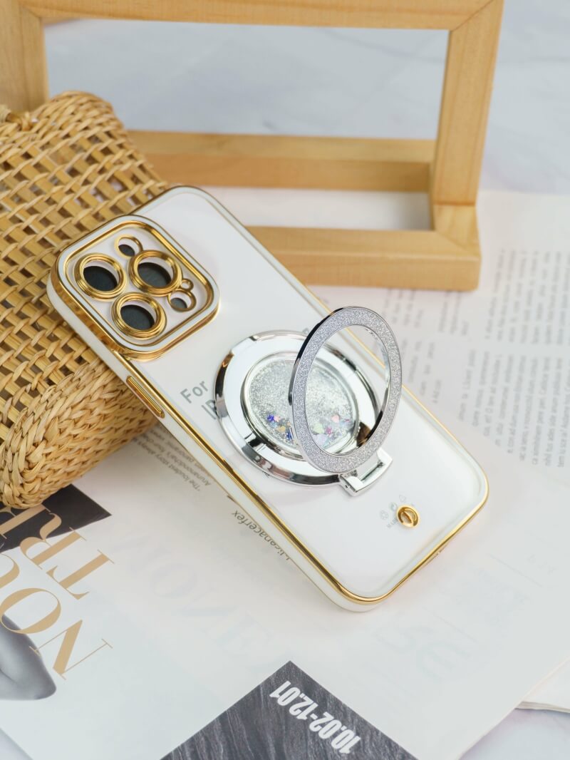 For Apple iPhone 16151413 Pro Max Plus Glitter Stand Case Shockproof Case Heavy Duty Protective Back Cover