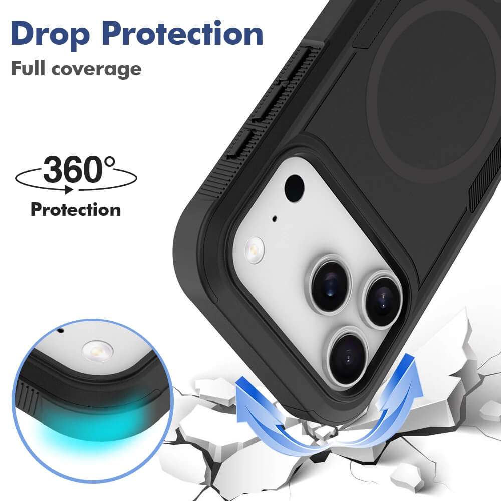 For Apple iPhone 17 | 17 Air | 17 Pro | 17 Pro Max MagSafe Compatible 3in1 Case Hybrid Armor Heavy Duty Shockproof Cover