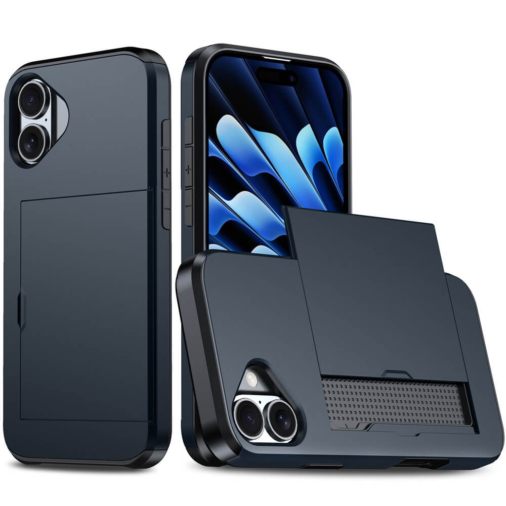 For Apple iPhone 17 | 17 Air | 17 Pro | iPhone 17 Pro Max Slide Armor Card Holder Wallet Protective Shockproof Hard Dual Layer Back Cover