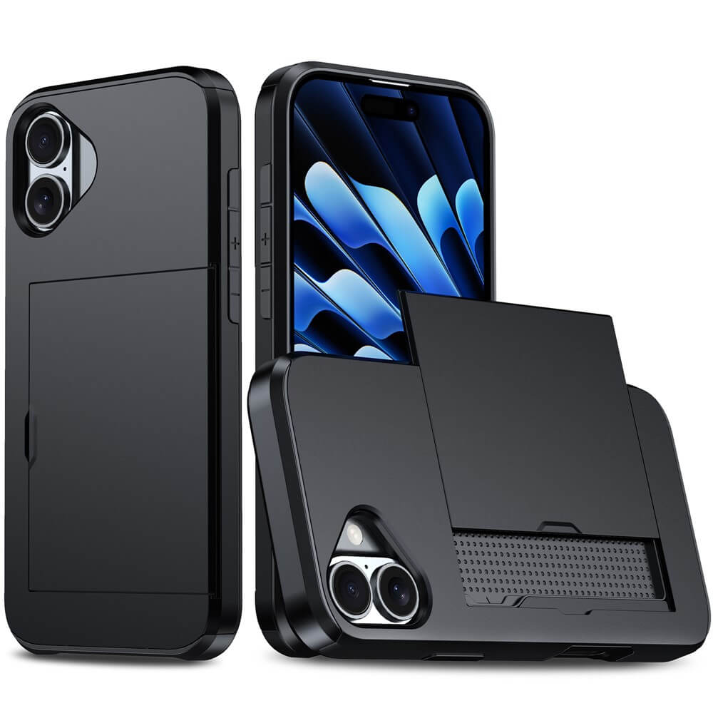 For Apple iPhone 17 | 17 Air | 17 Pro | iPhone 17 Pro Max Slide Armor Card Holder Wallet Protective Shockproof Hard Dual Layer Back Cover