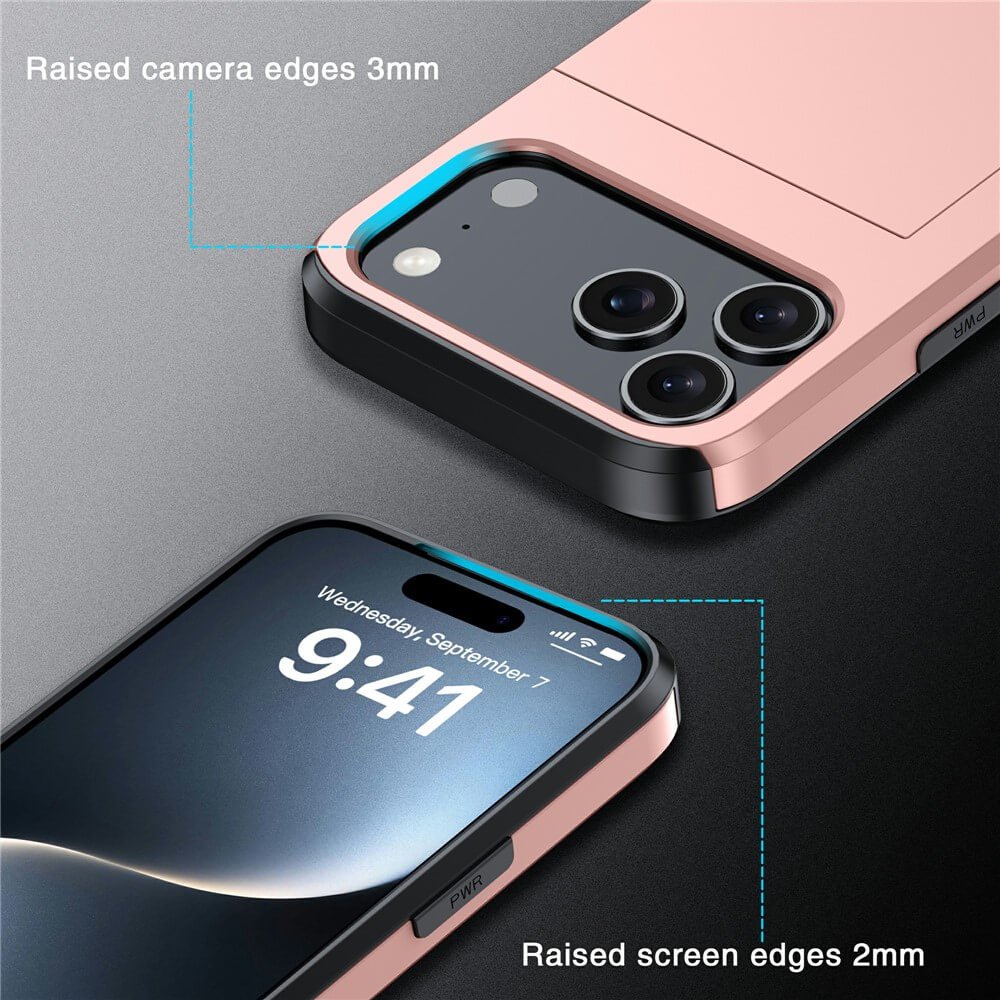 For Apple iPhone 17 | 17 Air | 17 Pro | iPhone 17 Pro Max Slide Armor Card Holder Wallet Protective Shockproof Hard Dual Layer Back Cover