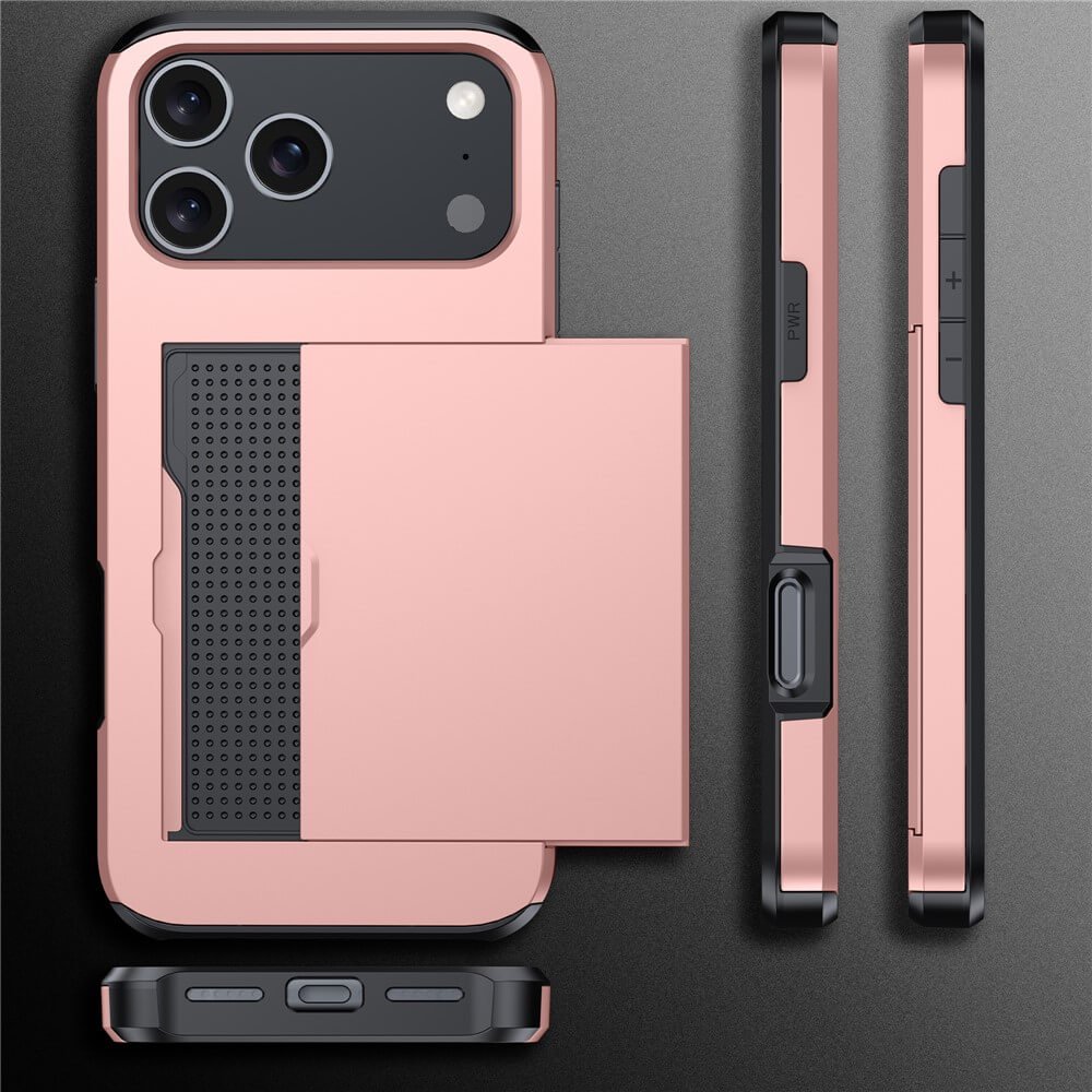 For Apple iPhone 17 | 17 Air | 17 Pro | iPhone 17 Pro Max Slide Armor Card Holder Wallet Protective Shockproof Hard Dual Layer Back Cover