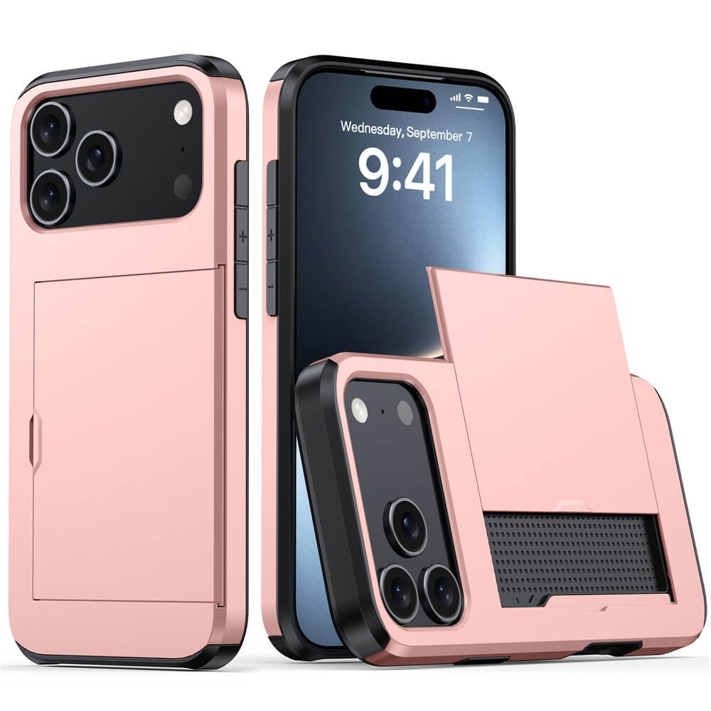 For Apple iPhone 17 | 17 Air | 17 Pro | iPhone 17 Pro Max Slide Armor Card Holder Wallet Protective Shockproof Hard Dual Layer Back Cover