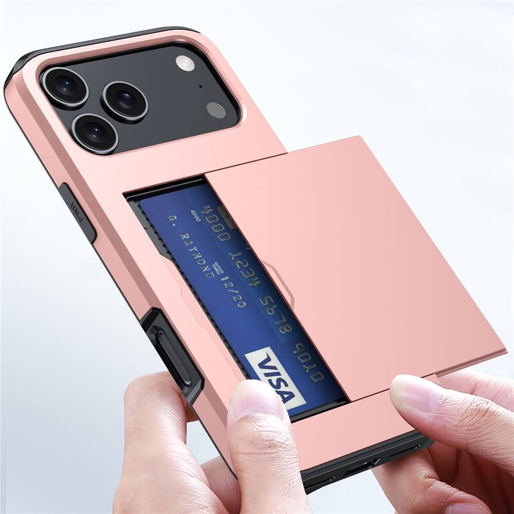 For Apple iPhone 17 | 17 Air | 17 Pro | iPhone 17 Pro Max Slide Armor Card Holder Wallet Protective Shockproof Hard Dual Layer Back Cover