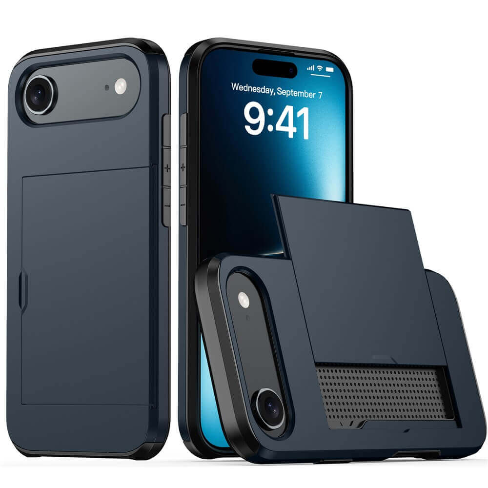 For Apple iPhone 17 | 17 Air | 17 Pro | iPhone 17 Pro Max Slide Armor Card Holder Wallet Protective Shockproof Hard Dual Layer Back Cover