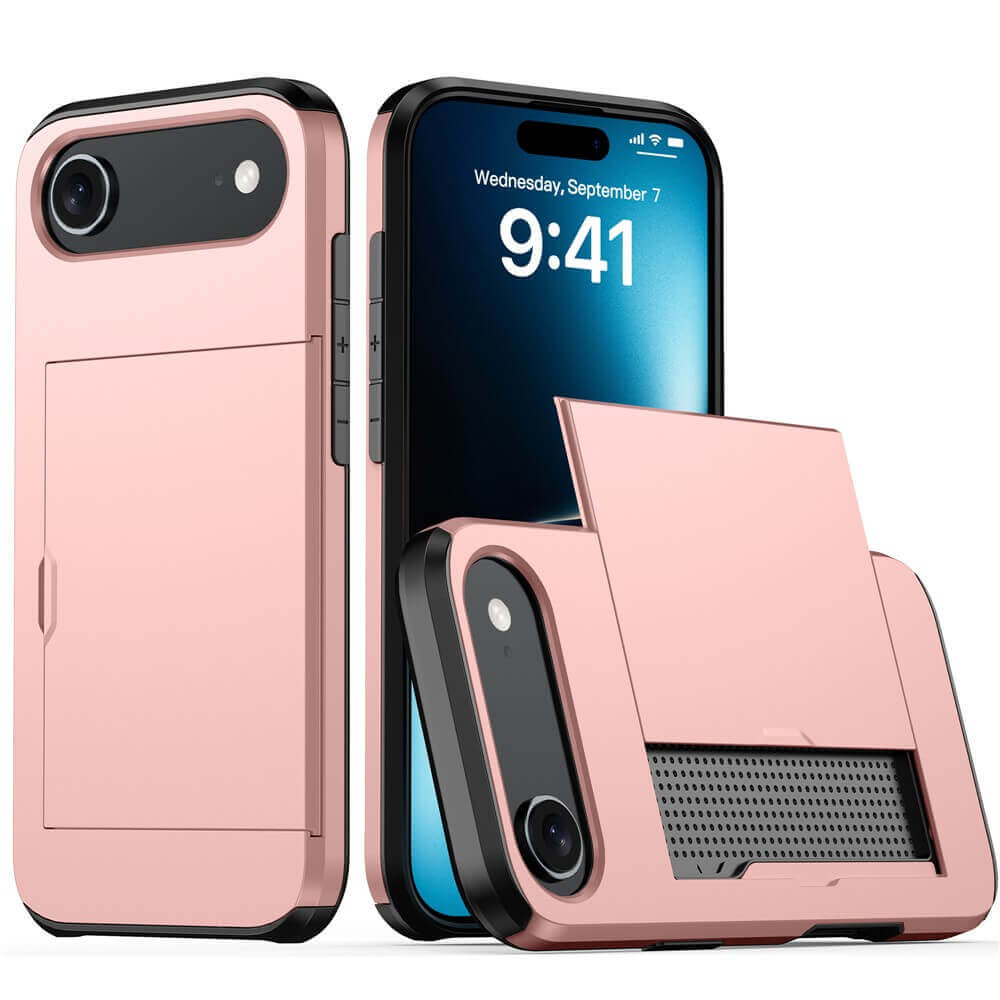 For Apple iPhone 17 | 17 Air | 17 Pro | iPhone 17 Pro Max Slide Armor Card Holder Wallet Protective Shockproof Hard Dual Layer Back Cover