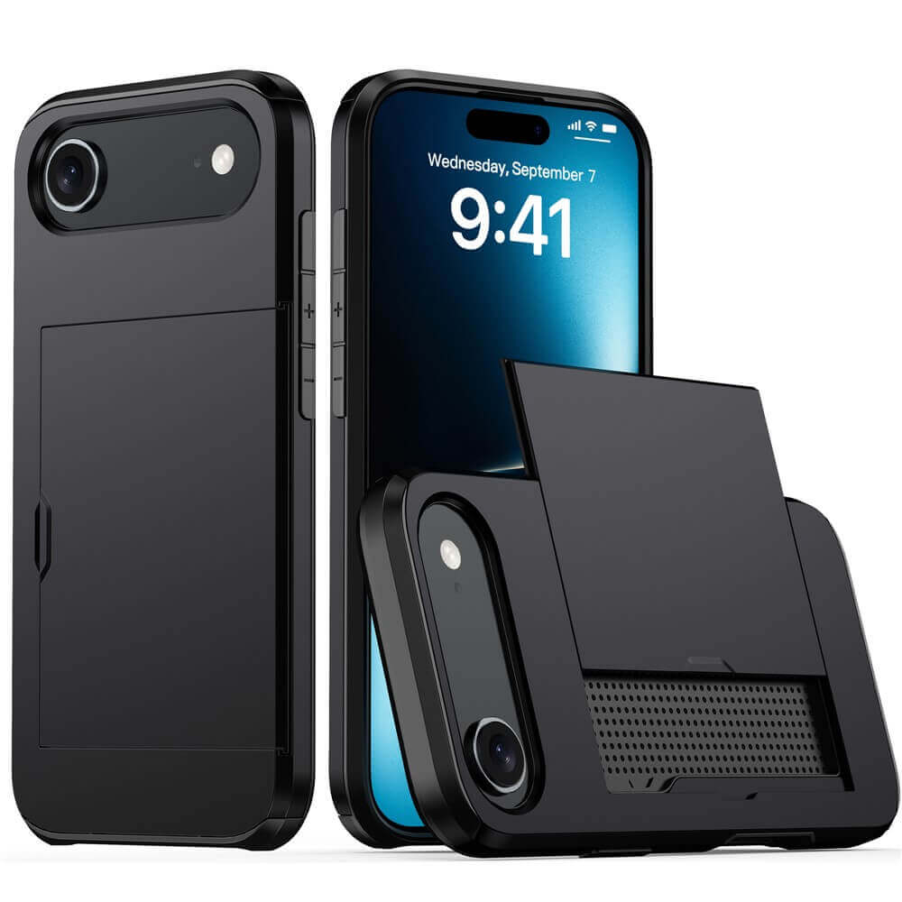 For Apple iPhone 17 | 17 Air | 17 Pro | iPhone 17 Pro Max Slide Armor Card Holder Wallet Protective Shockproof Hard Dual Layer Back Cover