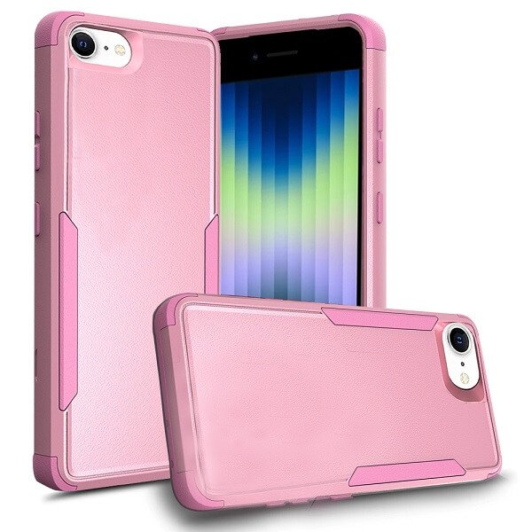 For Apple iPhone SE 2022 3in1 Case Drop Resistant Defender Tradies Hybrid Armor Heavy Duty Rugged Shockproof Tough Cover (Rose Gold)
