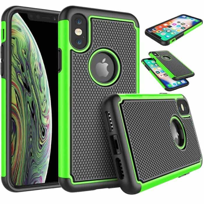 For Apple iPhone XS Max Case Drop Resistant Defender Tradies Heavy Duty Rugged Shockproof Tough Cover Green