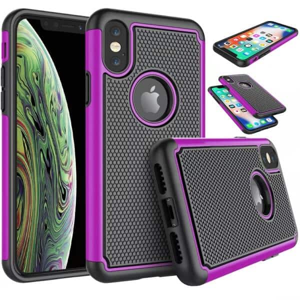 For Apple iPhone XS Max Case Drop Resistant Defender Tradies Heavy Duty Rugged Shockproof Tough Cover Purple
