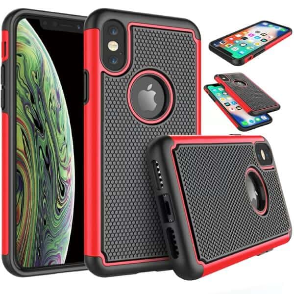 For Apple iPhone XS Max Case Drop Resistant Defender Tradies Heavy Duty Rugged Shockproof Tough Cover Red