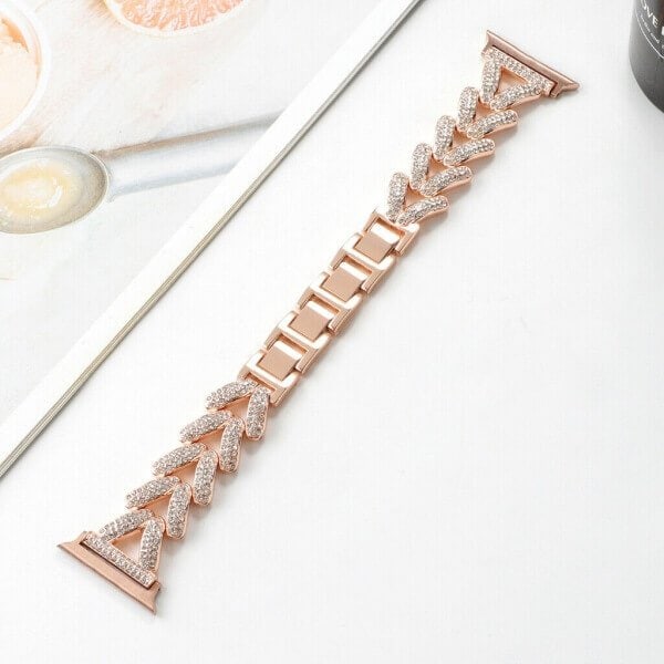 For Apple iWatch V Shape Bling Rhinestones 38 40 41 42 44 45 49mm Bracelet Strap Wristband