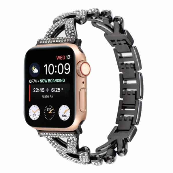 For Apple iWatch V Shape Bling Rhinestones 38 40 41 42 44 45 49mm Bracelet Strap Wristband