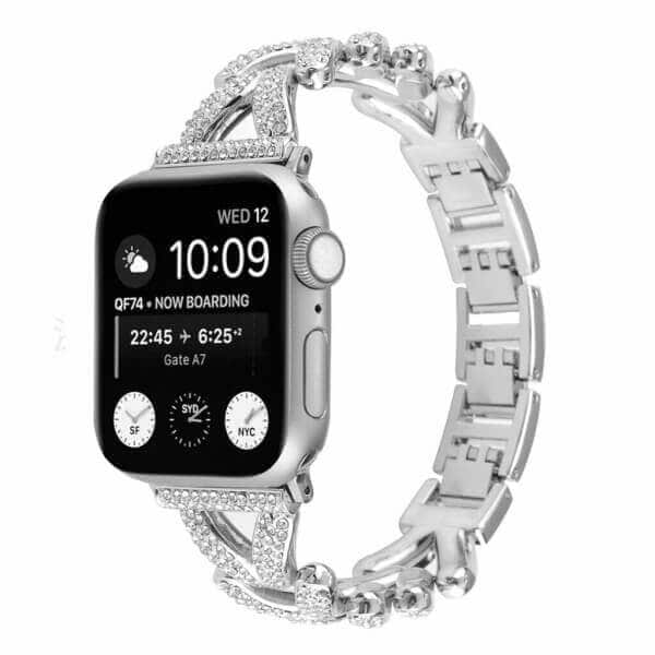 For Apple iWatch V Shape Bling Rhinestones 38 40 41 42 44 45 49mm Bracelet Strap Wristband