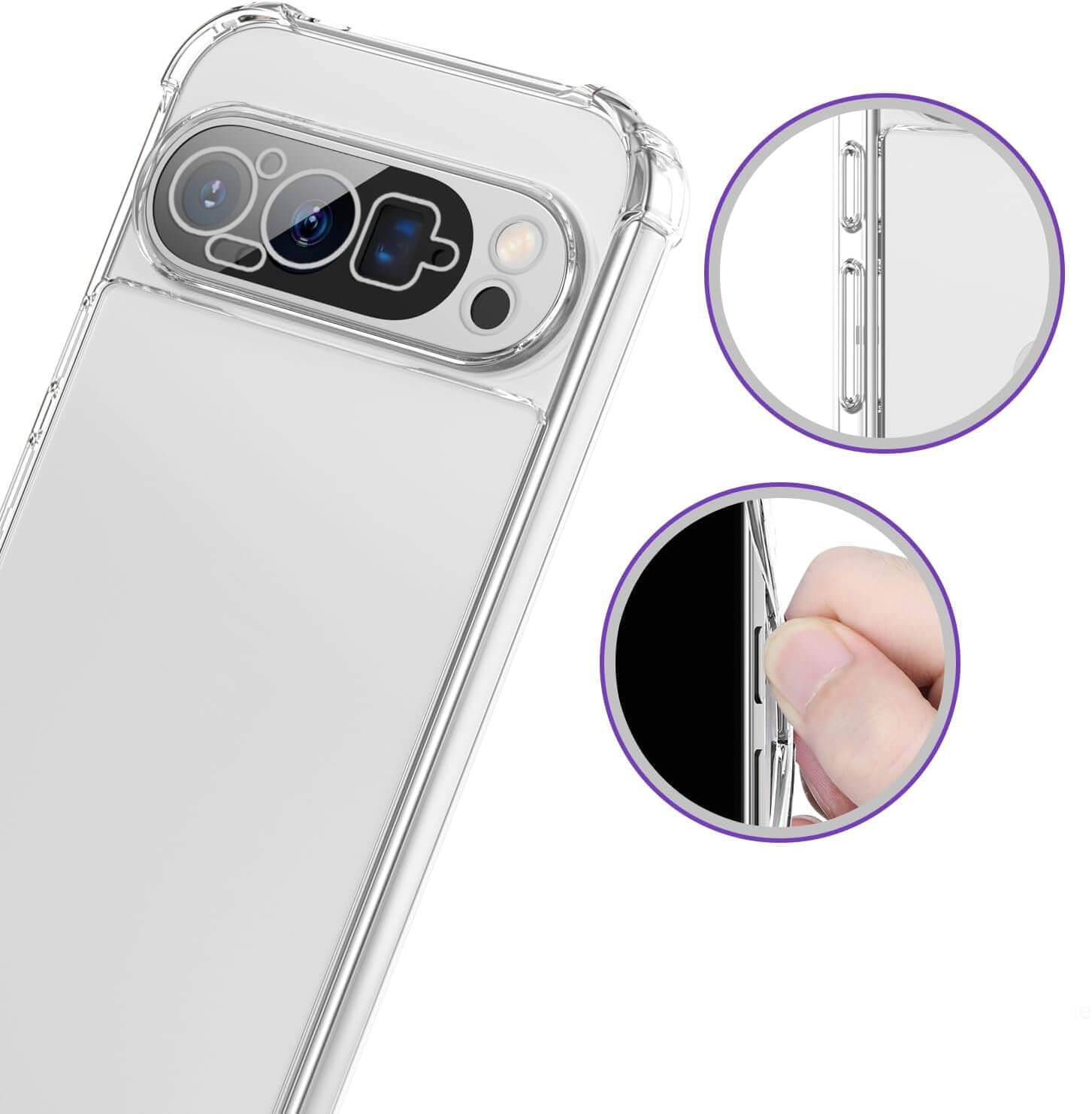 For Google Pixel 10/10 Pro/10 Pro XL 5G SupRShield Clear Case Shockproof Tough Gel Clear Transparent Air Cushion Cover (Transparent)