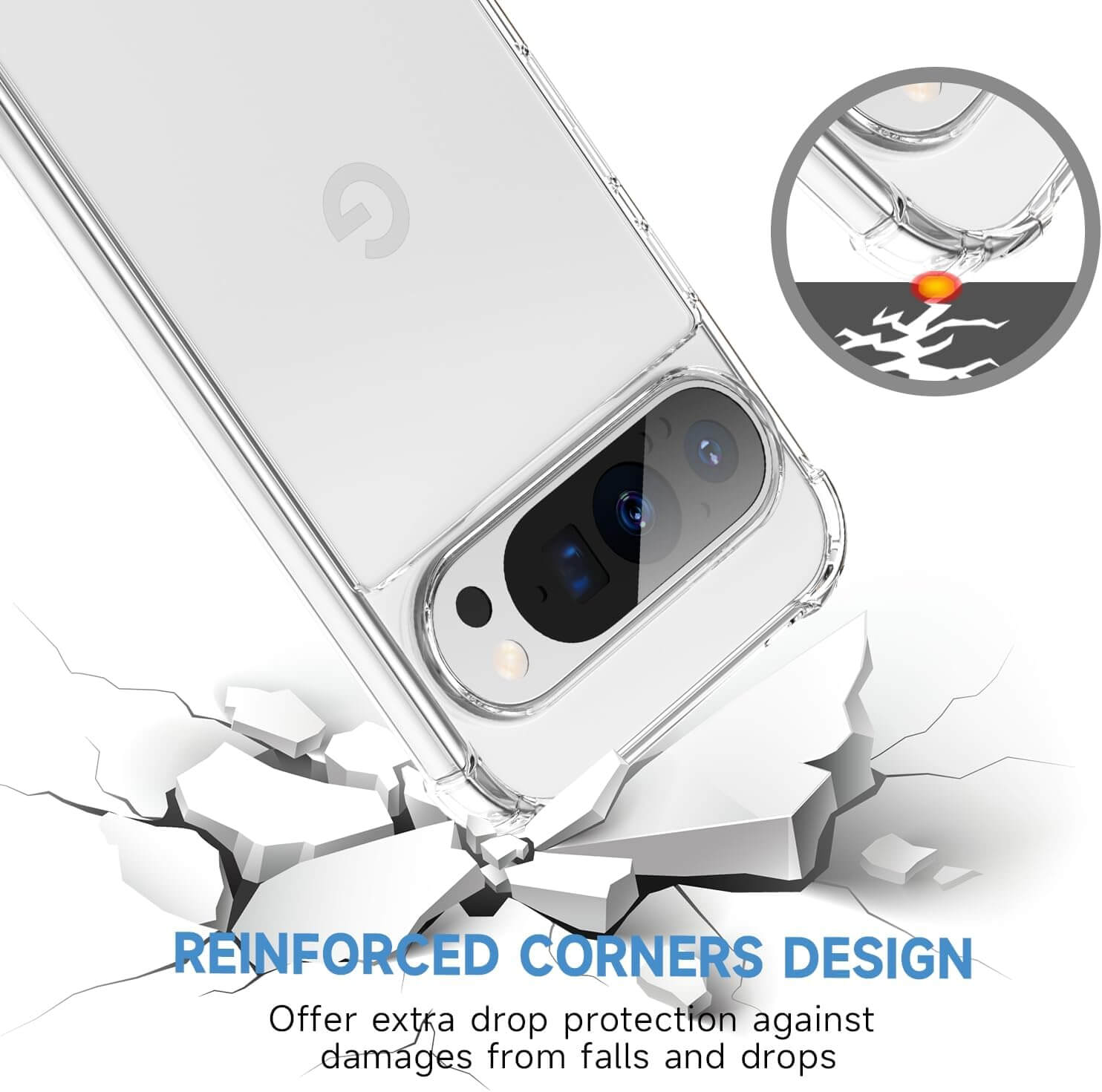 For Google Pixel 10/10 Pro/10 Pro XL 5G SupRShield Clear Case Shockproof Tough Gel Clear Transparent Air Cushion Cover (Transparent)