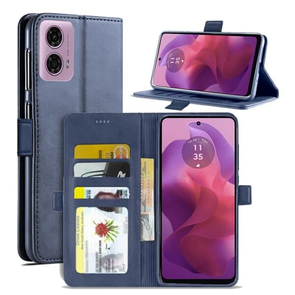 For Motorola Moto G04G24G34 SupRShield Wallet Leather Card Holder Flip Protective Shockproof Magnetic Case Cover