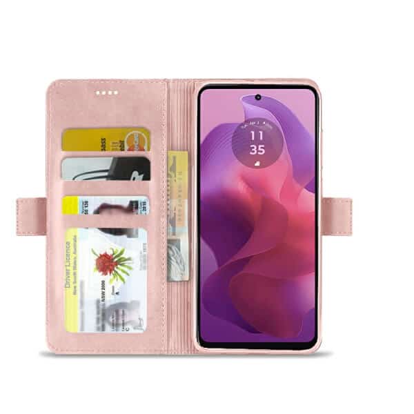 For Motorola Moto G04G24G34 SupRShield Wallet Leather Card Holder Flip Protective Shockproof Magnetic Case Cover
