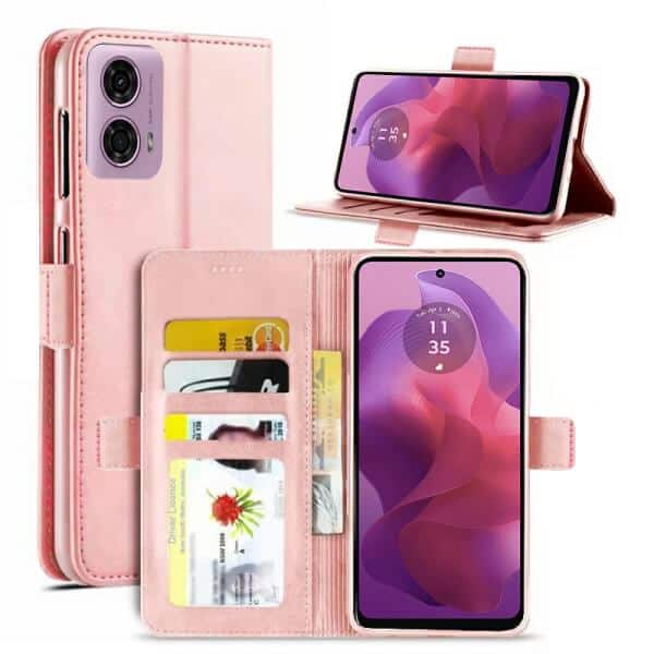 For Motorola Moto G04G24G34 SupRShield Wallet Leather Card Holder Flip Protective Shockproof Magnetic Case Cover