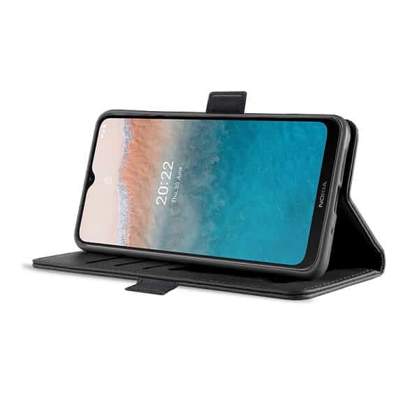 For Nokia C21 Plus SupRShield Wallet Leather Card Holder Flip Protective Shockproof Magnetic Case Cover (Black)