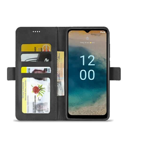 For Nokia G22 SupRShield Wallet Leather Card Holder Flip Protective Shockproof Case Cover (Black)