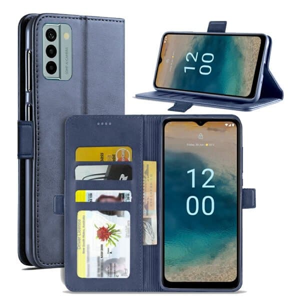For Nokia G22 SupRShield Wallet Leather Card Holder Flip Protective Shockproof Case Cover (Navy Blue)
