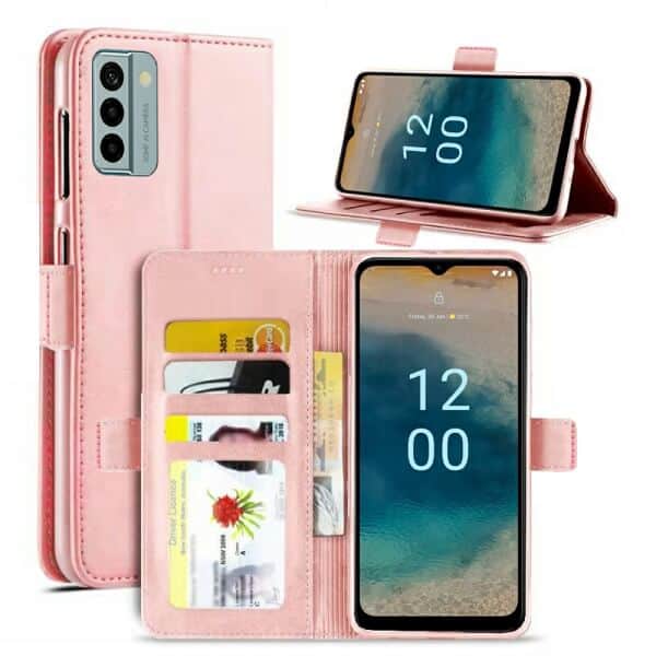 For Nokia G22 SupRShield Wallet Leather Card Holder Flip Protective Shockproof Case Cover (Rose Gold)