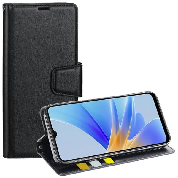 For Oppo A17 Hanman Wallet Case Flip Leather Card Slots Magnetic Stand Cover