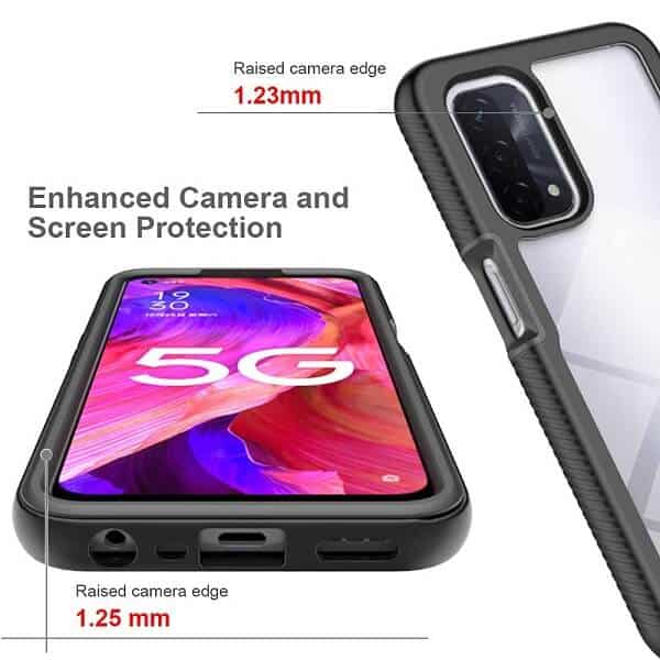 For Oppo A74 5G Military Grade Shockproof Clear Heavy Duty Case Bumper Drop Protection Tough Cover (Black)