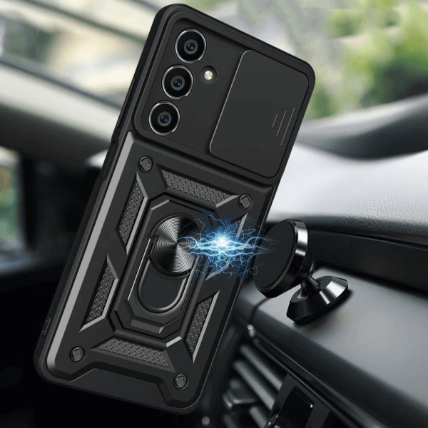For Samsung Galaxy A05S Anti Scratch Rugged Magnetic Car Mount Ring Shockproof Heavy Duty Cover (Black)