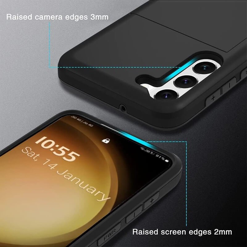 For Samsung Galaxy A36/A56 Slide Armor Card Holder Wallet Protective Shockproof Hard Dual Layer Back Cover