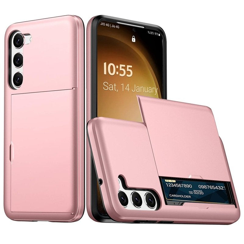 For Samsung Galaxy A36/A56 Slide Armor Card Holder Wallet Protective Shockproof Hard Dual Layer Back Cover