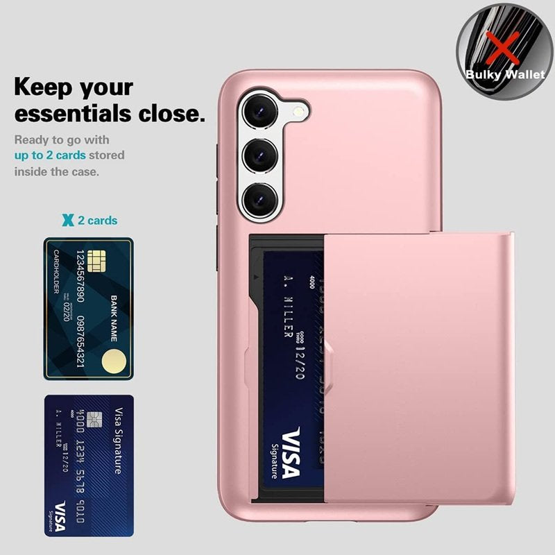 For Samsung Galaxy A36/A56 Slide Armor Card Holder Wallet Protective Shockproof Hard Dual Layer Back Cover