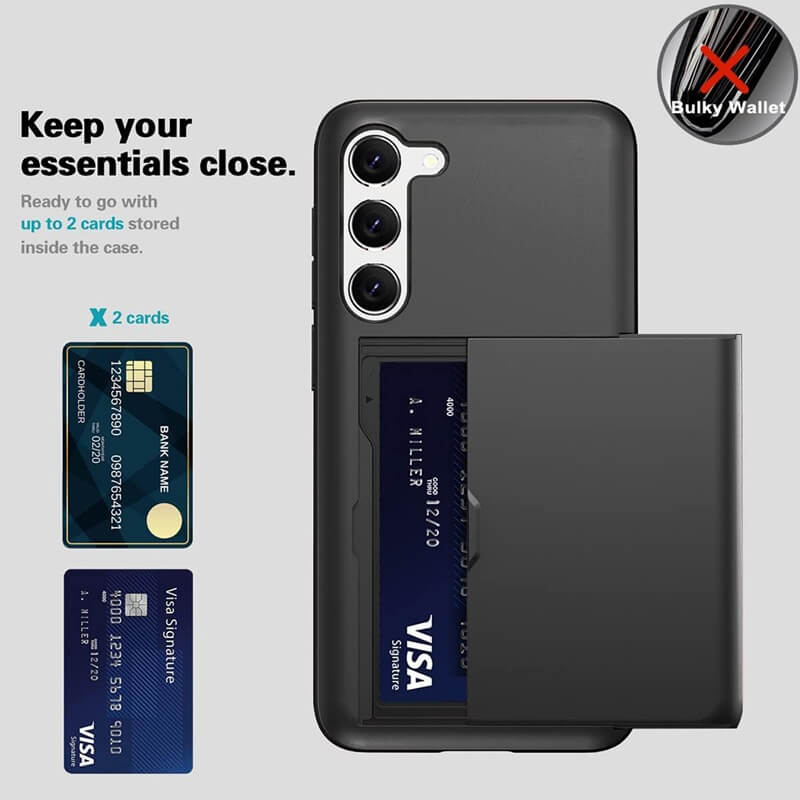 For Samsung Galaxy A36/A56 Slide Armor Card Holder Wallet Protective Shockproof Hard Dual Layer Back Cover