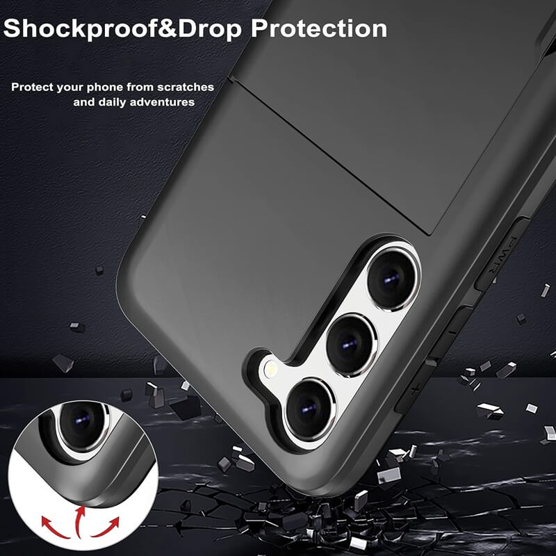For Samsung Galaxy A36/A56 Slide Armor Card Holder Wallet Protective Shockproof Hard Dual Layer Back Cover