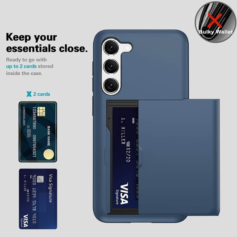 For Samsung Galaxy A36/A56 Slide Armor Card Holder Wallet Protective Shockproof Hard Dual Layer Back Cover