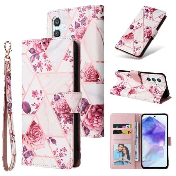 For Samsung Galaxy A55 5G Case Fashion Marble Painting Pattern Flip Wallet Leather Card Slots Stand Cover