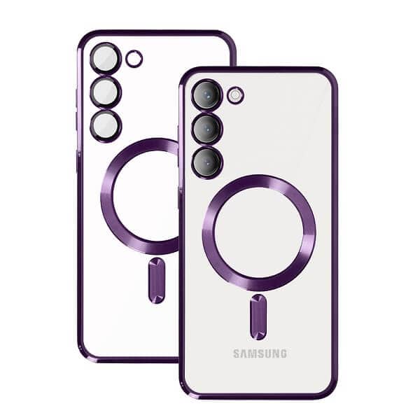 For Samsung Galaxy S23 MagSafe Magnetic Case with HaloLock Shockproof Military Grade Protection Scratch Resistant Back Clear Protective Cover (Purple)