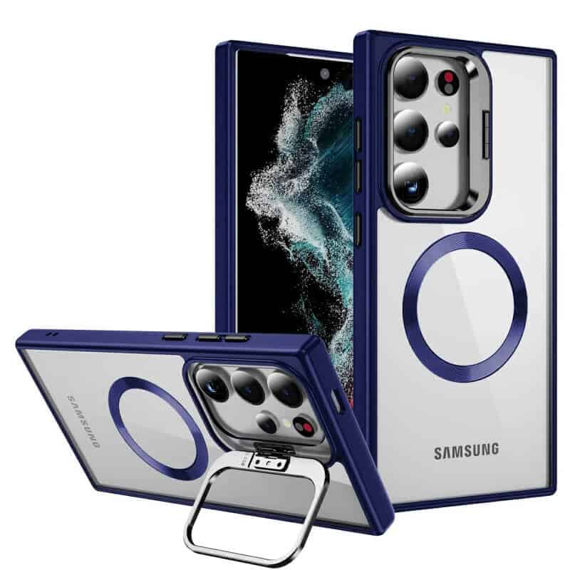 For Samsung Galaxy S24 S25 Ultra Plus Camera Stand Magsafe case Shockproof Case Heavy Duty Protective Back Cover