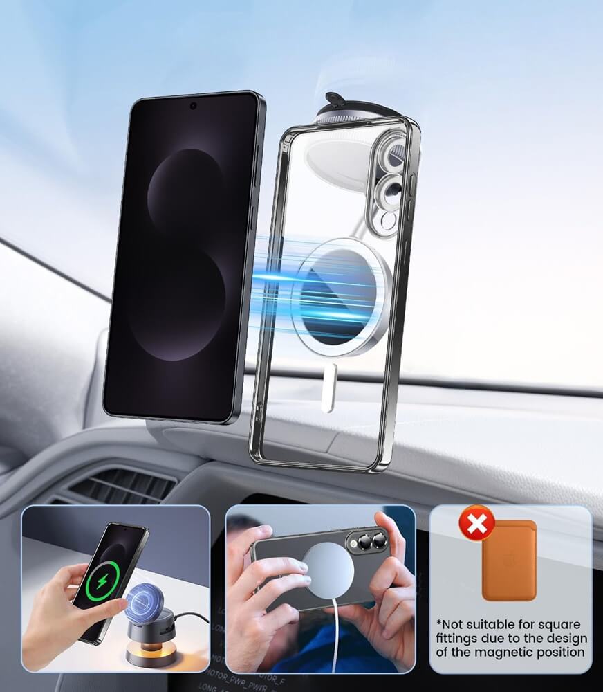For Samsung Galaxy S24 S25 Ultra Plus FE Edge MagSafe Magnetic Case with HaloLock Shockproof Scratch Resistant Back Clear Protective Cover