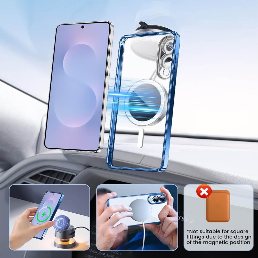 For Samsung Galaxy S24 S25 Ultra Plus FE Edge MagSafe Magnetic Case with HaloLock Shockproof Scratch Resistant Back Clear Protective Cover