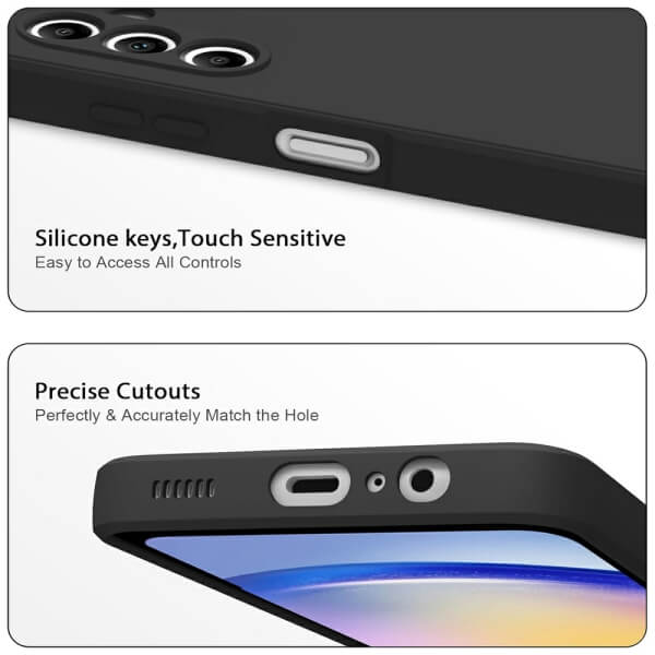For Samsung Galaxy A05S/A15/A25/A35/A55 Liquid Silicone Silky Soft Touch Full Protective Anti Scratch Cover with Microfiber Lining Back Case