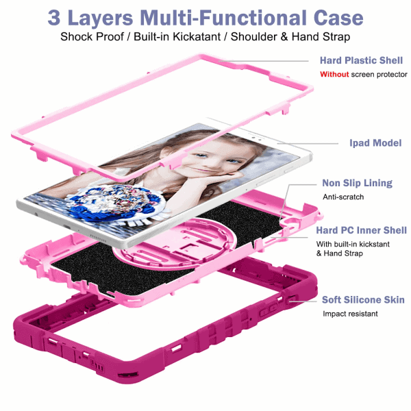 For Samsung Galaxy TAB A9+ X210 Rotatable Military Grade Case Shockproof Multi-Layer Protective Kickstand Cover