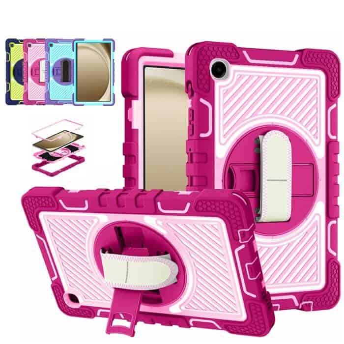 For Samsung Galaxy TAB A9+ X210 Rotatable Military Grade Case Shockproof Multi-Layer Protective Kickstand Cover